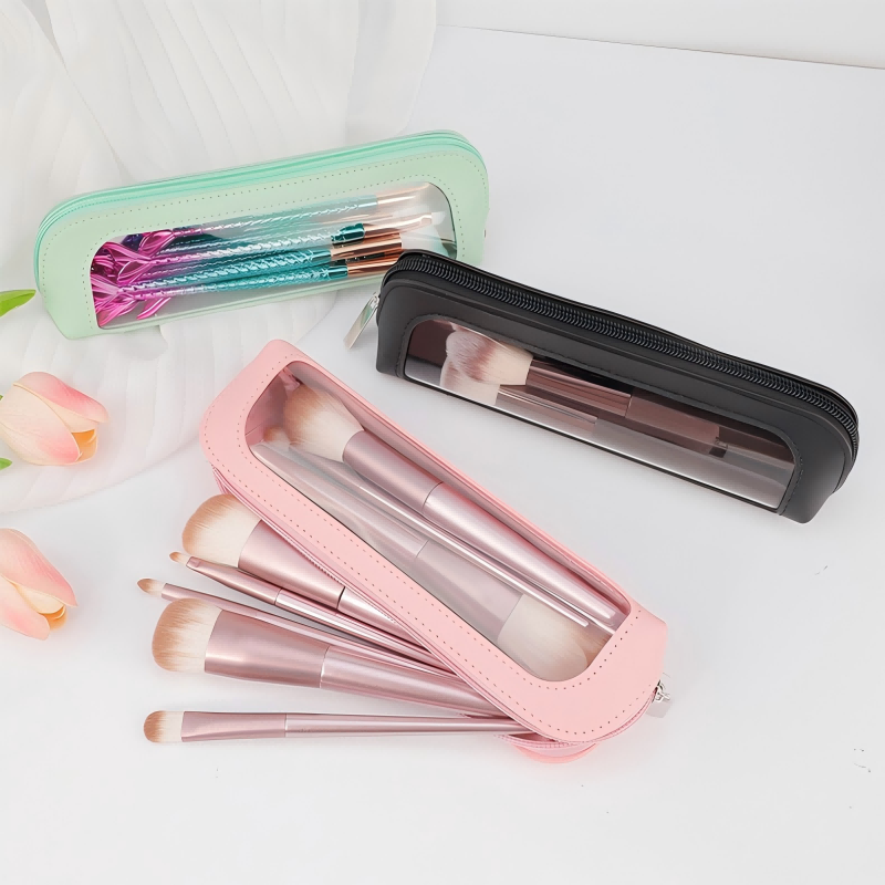 Travel Accessories Toiletries - Küçük Şeffaf PU Deri Seyahat Makyaj