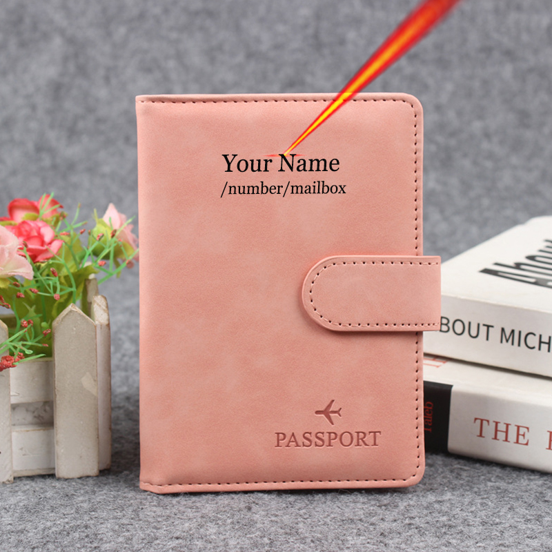 Travel Accessories Wallet - Manyetik Düğme Pasaport Kapağı Kapakta Adı