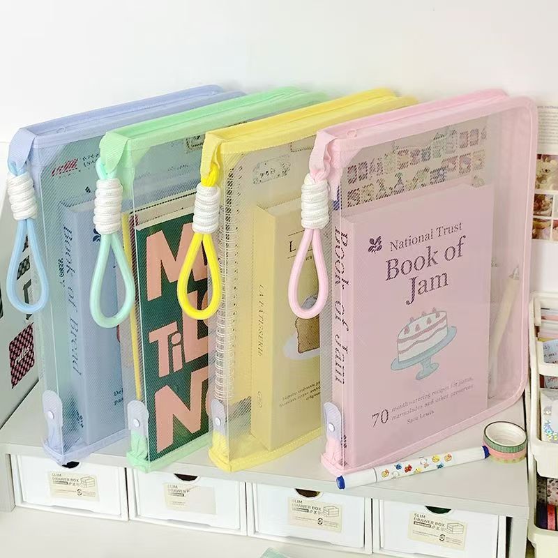 Document Organizer Folder - Belge Çantası Şeffaf Saplı Fermuarlı Sert