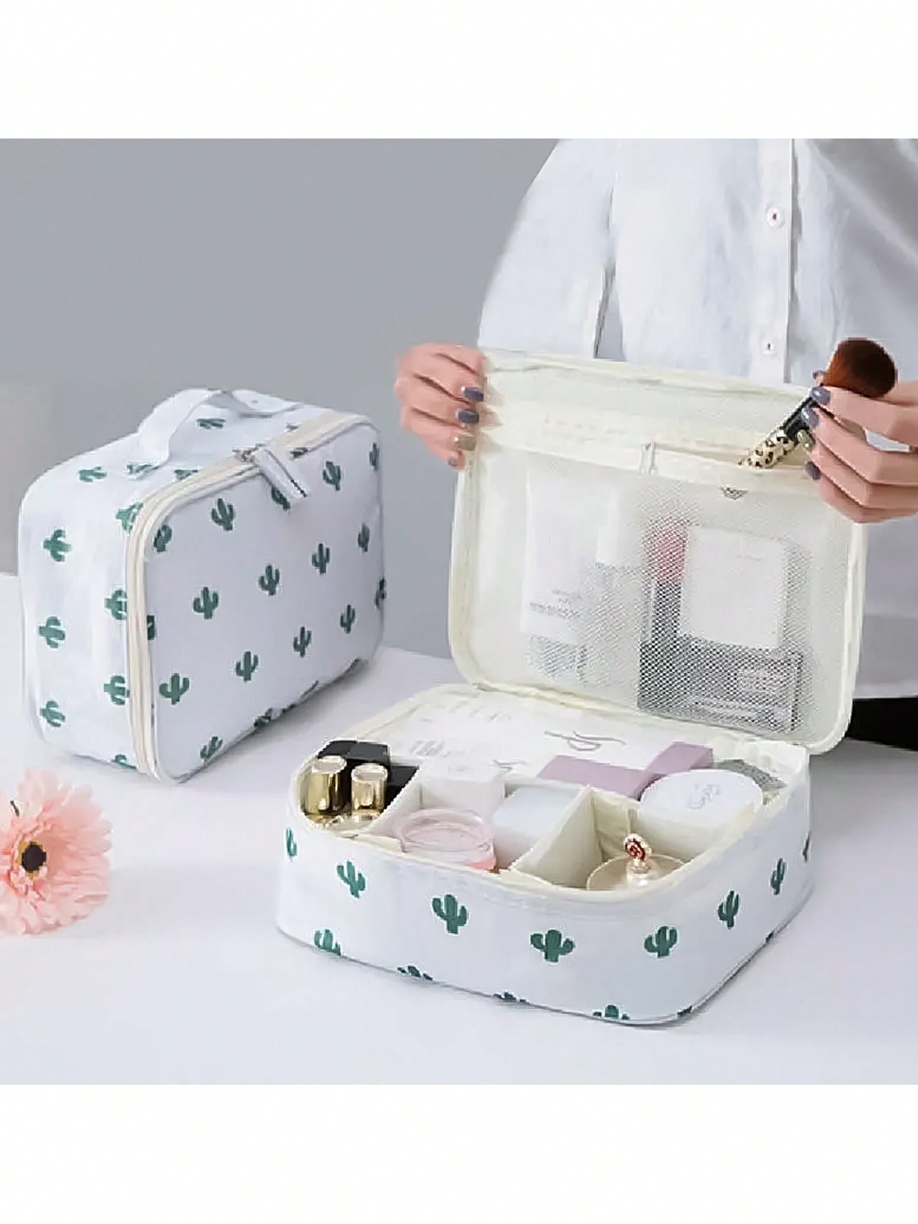 Travel Accessories Toiletries - 1 Adet Kaktüs Baskılı Su Geçirmez