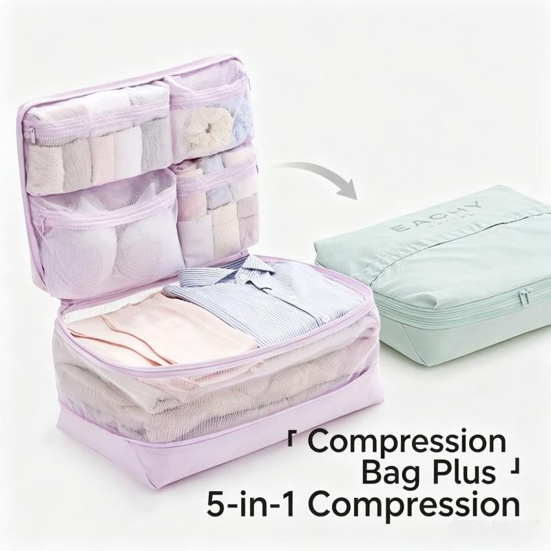 Travel Accessories Organiser - Sıkıştırılabilir Paketleme Küpleri 5'i 1 Arada